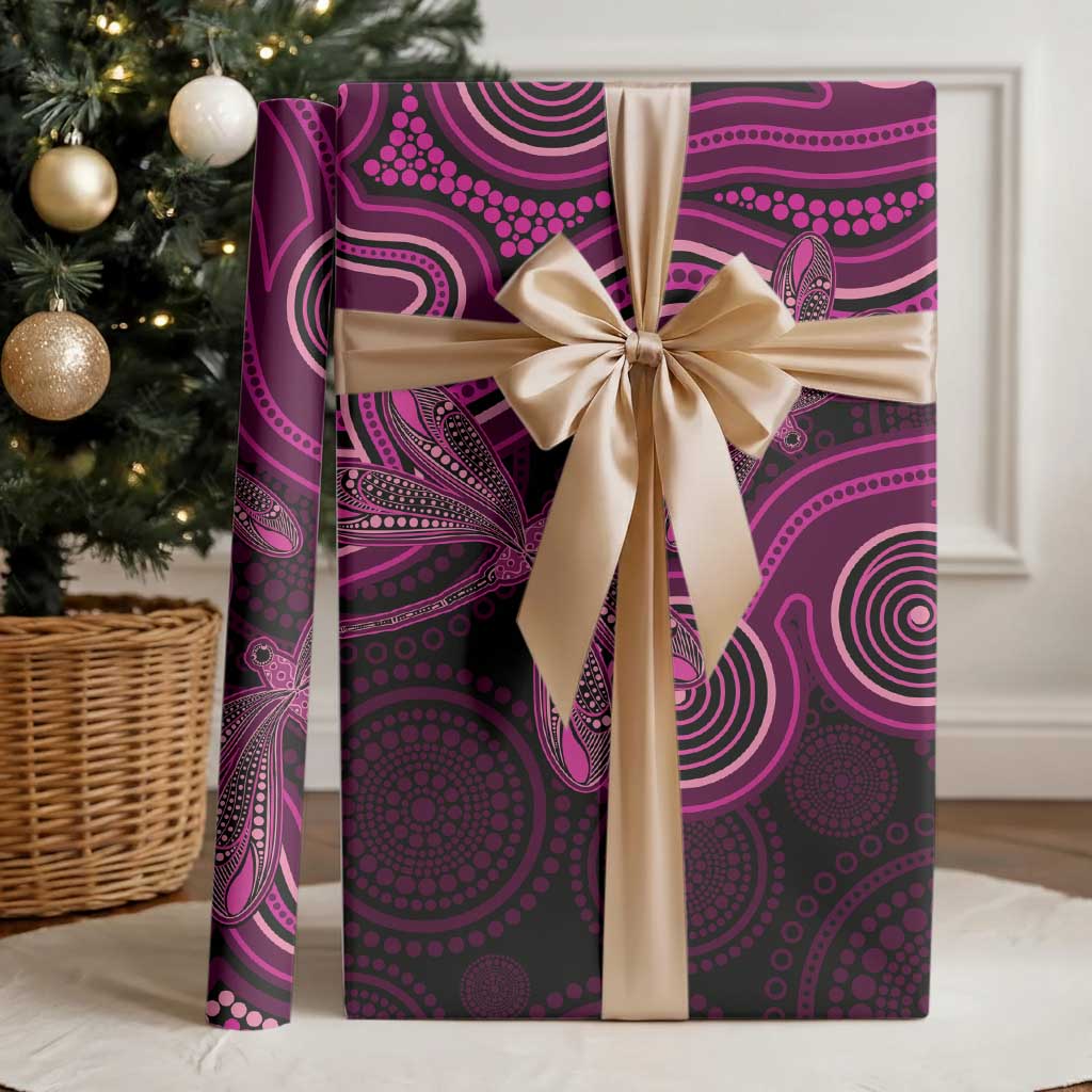 Australia Breast Cancer Awareness Wrapping Paper Pink Dragonflies Aboriginal Art - Aussie Hoodie