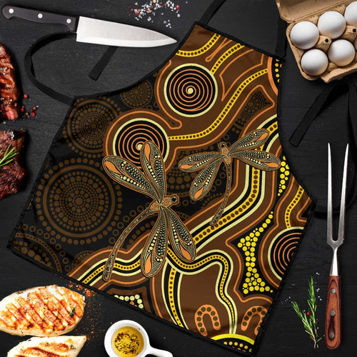 Orange Indigenous Dragonfly Australia Apron Aboriginal Art - Aussie Hoodie