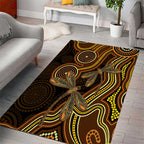 Orange Indigenous Dragonfly Australia Area Rug Aboriginal Art - Aussie Hoodie