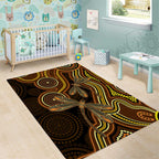 Orange Indigenous Dragonfly Australia Area Rug Aboriginal Art - Aussie Hoodie