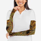 Orange Indigenous Dragonfly Australia Arm Sleeves Aboriginal Art - Aussie Hoodie