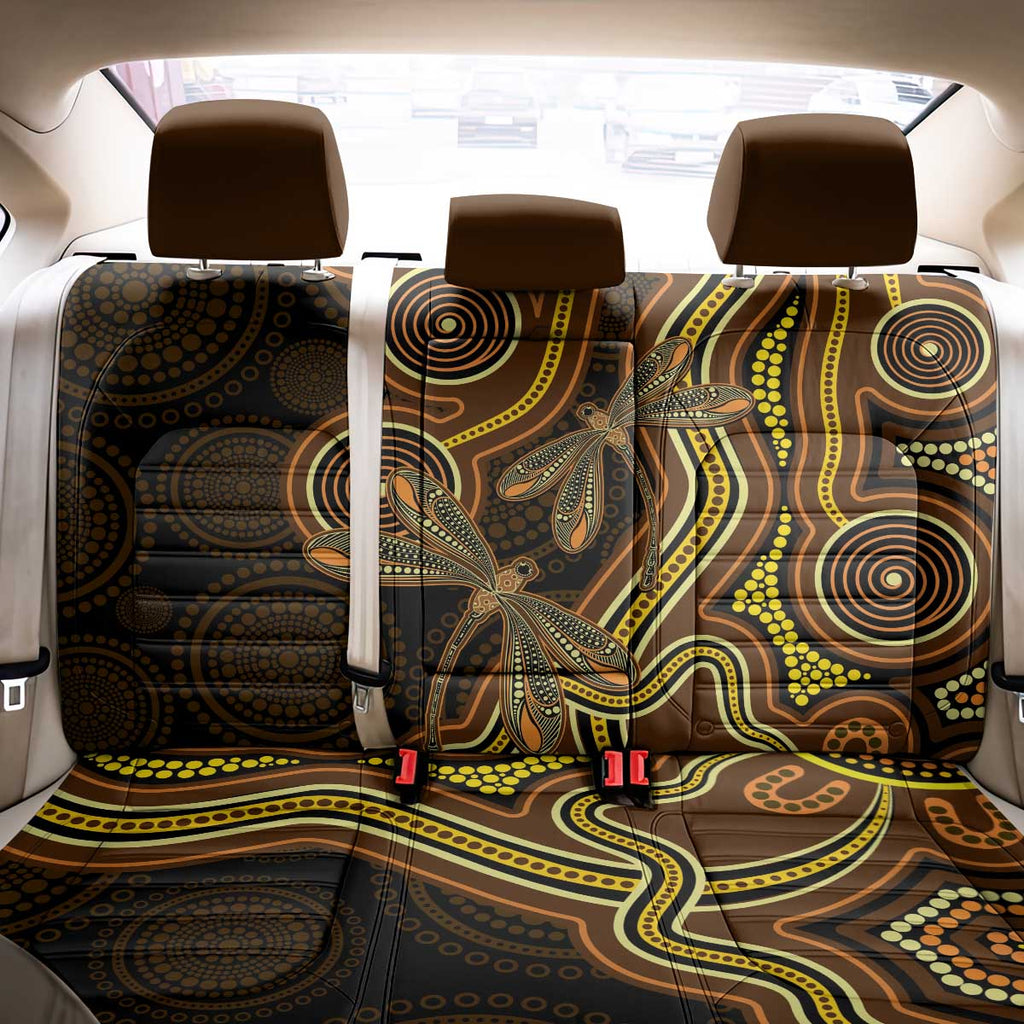 Orange Indigenous Dragonfly Australia Back Car Seat Cover Aboriginal Art - Aussie Hoodie