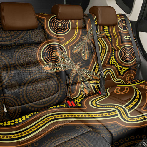 Orange Indigenous Dragonfly Australia Back Car Seat Cover Aboriginal Art - Aussie Hoodie