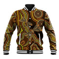 Orange Indigenous Dragonfly Australia Baseball Jacket Aboriginal Art - Aussie Hoodie