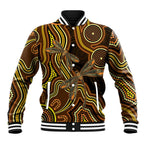 Orange Indigenous Dragonfly Australia Baseball Jacket Aboriginal Art - Aussie Hoodie