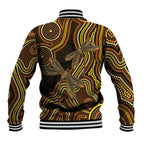 Orange Indigenous Dragonfly Australia Baseball Jacket Aboriginal Art - Aussie Hoodie