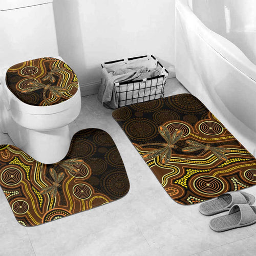 Orange Indigenous Dragonfly Australia Bathroom Set Aboriginal Art - Aussie Hoodie