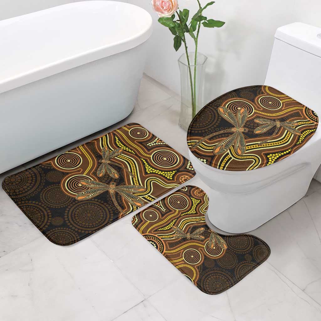 Orange Indigenous Dragonfly Australia Bathroom Set Aboriginal Art - Aussie Hoodie