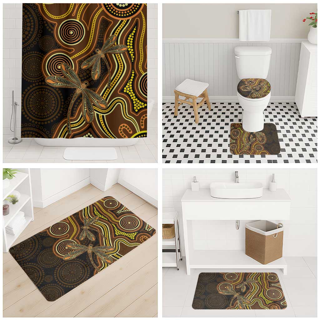 Orange Indigenous Dragonfly Australia Bathroom Set Aboriginal Art - Aussie Hoodie