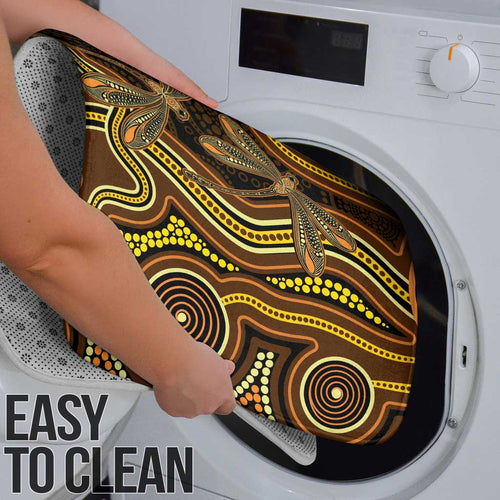 Orange Indigenous Dragonfly Australia Bathroom Set Aboriginal Art - Aussie Hoodie