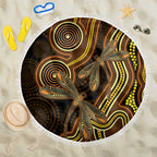Orange Indigenous Dragonfly Australia Beach Blanket Aboriginal Art - Aussie Hoodie
