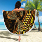 Orange Indigenous Dragonfly Australia Beach Blanket Aboriginal Art - Aussie Hoodie