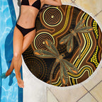 Orange Indigenous Dragonfly Australia Beach Blanket Aboriginal Art - Aussie Hoodie