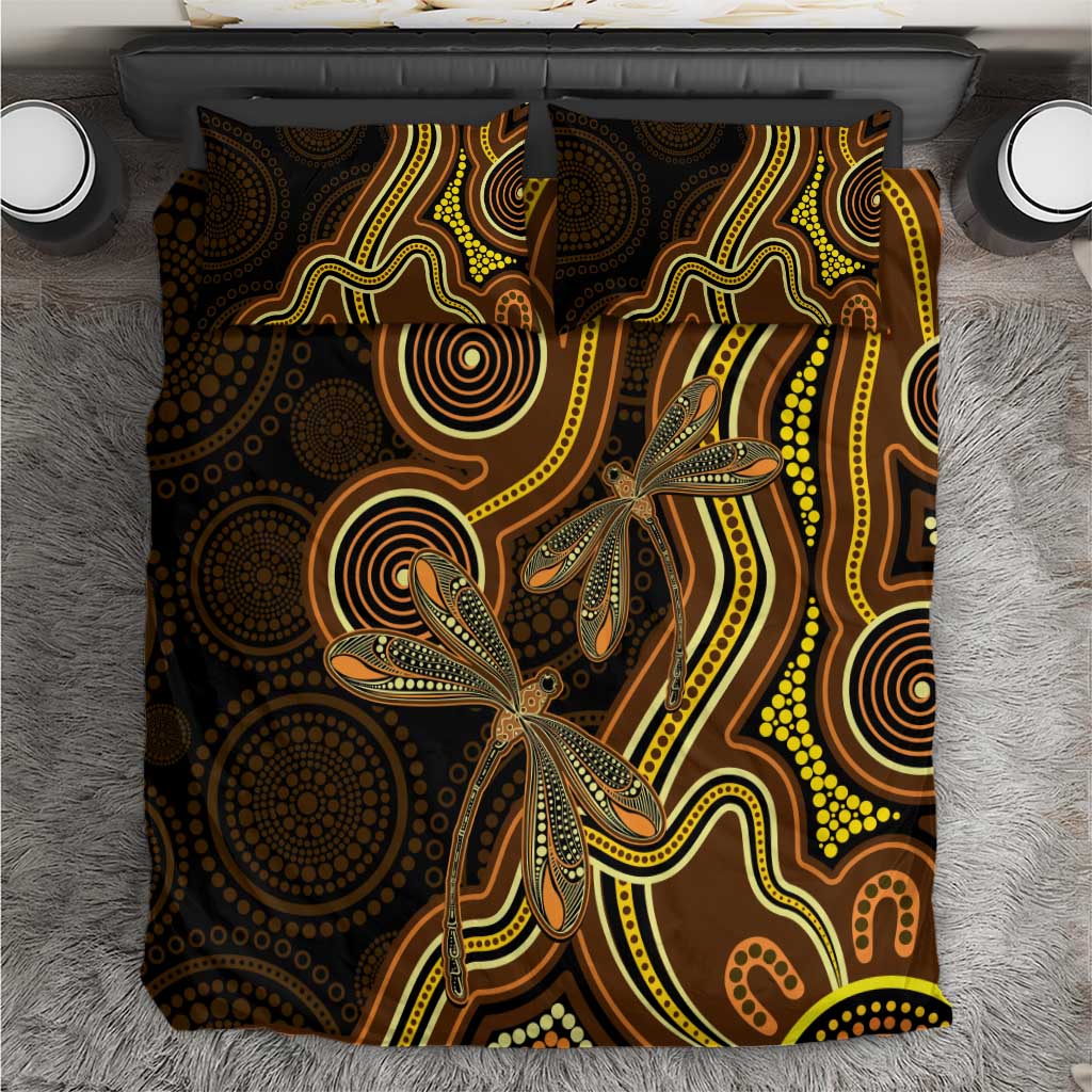 Orange Indigenous Dragonfly Australia Bedding Set Aboriginal Art - Aussie Hoodie