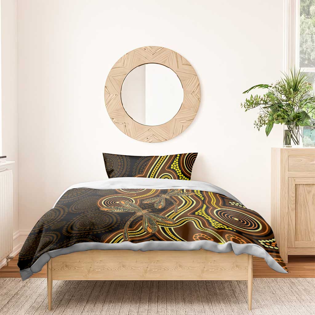 Orange Indigenous Dragonfly Australia Bedding Set Aboriginal Art - Aussie Hoodie
