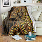 Orange Indigenous Dragonfly Australia Blanket Aboriginal Art - Aussie Hoodie
