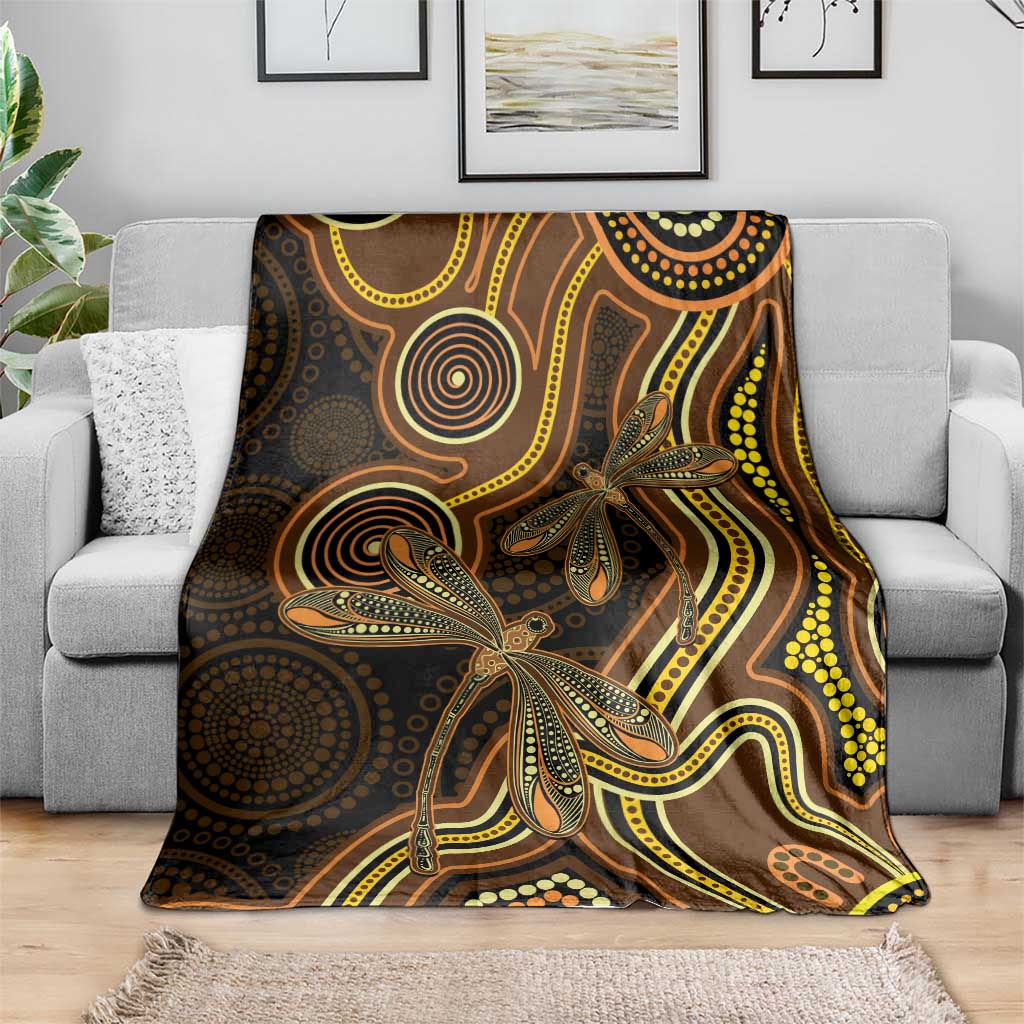 Orange Indigenous Dragonfly Australia Blanket Aboriginal Art - Aussie Hoodie