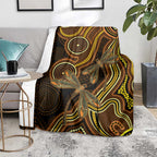 Orange Indigenous Dragonfly Australia Blanket Aboriginal Art - Aussie Hoodie