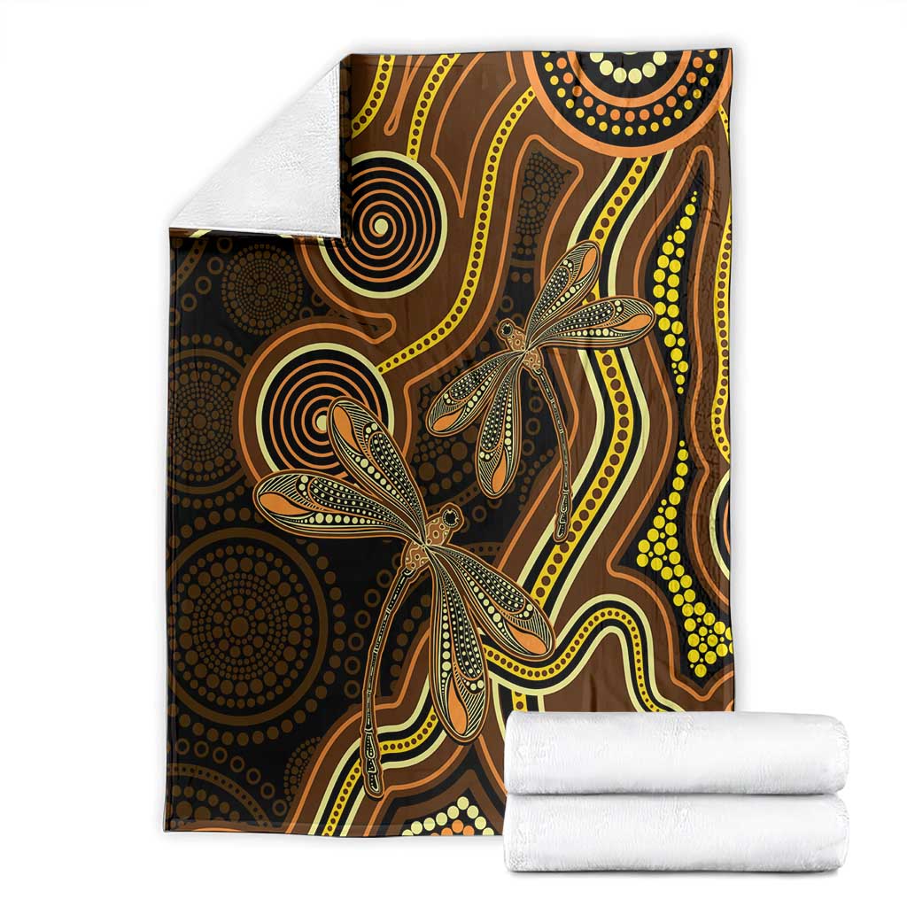 Orange Indigenous Dragonfly Australia Blanket Aboriginal Art - Aussie Hoodie
