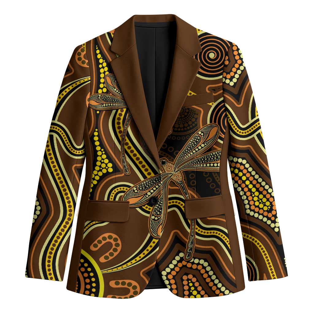 Orange Indigenous Dragonfly Australia Blazer Aboriginal Art - Aussie Hoodie