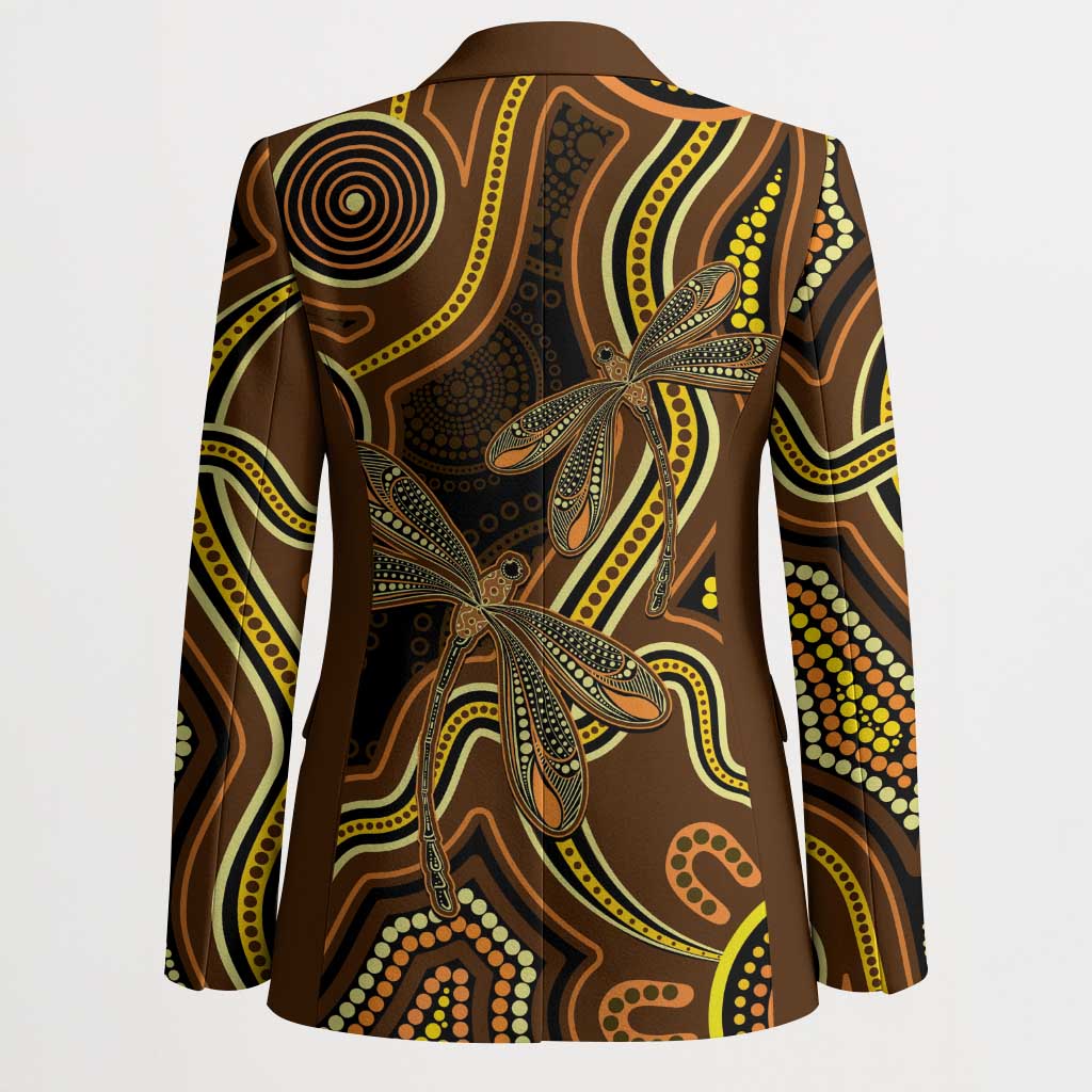 Orange Indigenous Dragonfly Australia Blazer Aboriginal Art - Aussie Hoodie