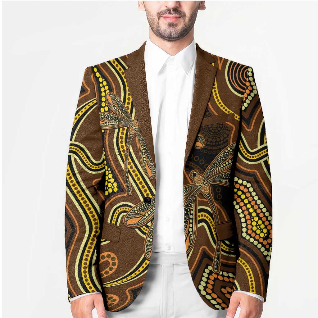 Orange Indigenous Dragonfly Australia Blazer Aboriginal Art - Aussie Hoodie
