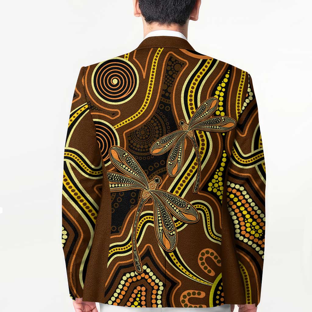 Orange Indigenous Dragonfly Australia Blazer Aboriginal Art - Aussie Hoodie