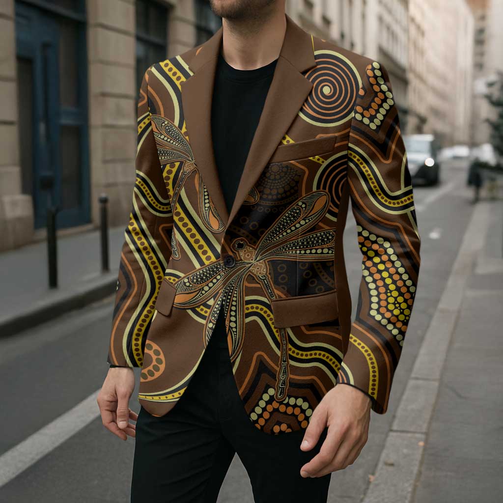 Orange Indigenous Dragonfly Australia Blazer Aboriginal Art - Aussie Hoodie