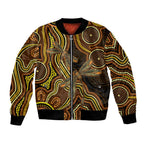 Orange Indigenous Dragonfly Australia Bomber Jacket Aboriginal Art - Aussie Hoodie