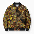 Orange Indigenous Dragonfly Australia Bomber Puffer Jacket Aboriginal Art - Aussie Hoodie