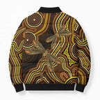 Orange Indigenous Dragonfly Australia Bomber Puffer Jacket Aboriginal Art - Aussie Hoodie