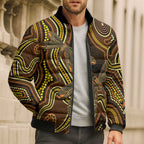 Orange Indigenous Dragonfly Australia Bomber Puffer Jacket Aboriginal Art - Aussie Hoodie