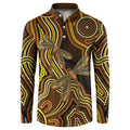 Orange Indigenous Dragonfly Australia Button Sweatshirt Aboriginal Art - Aussie Hoodie