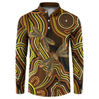 Orange Indigenous Dragonfly Australia Button Sweatshirt Aboriginal Art - Aussie Hoodie