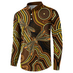 Orange Indigenous Dragonfly Australia Button Sweatshirt Aboriginal Art - Aussie Hoodie
