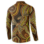 Orange Indigenous Dragonfly Australia Button Sweatshirt Aboriginal Art - Aussie Hoodie