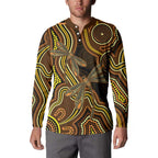 Orange Indigenous Dragonfly Australia Button Sweatshirt Aboriginal Art - Aussie Hoodie