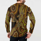 Orange Indigenous Dragonfly Australia Button Sweatshirt Aboriginal Art - Aussie Hoodie