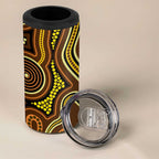 Orange Indigenous Dragonfly Australia 4 in 1 Can Cooler Tumbler Aboriginal Art - Aussie Hoodie