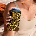 Orange Indigenous Dragonfly Australia 4 in 1 Can Cooler Tumbler Aboriginal Art - Aussie Hoodie