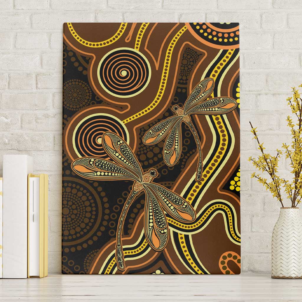 Orange Indigenous Dragonfly Australia Canvas Wall Art Aboriginal Art - Aussie Hoodie