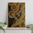Orange Indigenous Dragonfly Australia Canvas Wall Art Aboriginal Art - Aussie Hoodie