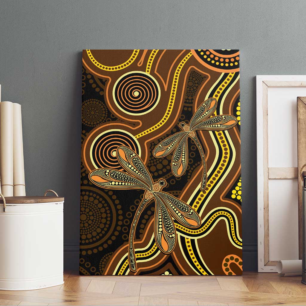 Orange Indigenous Dragonfly Australia Canvas Wall Art Aboriginal Art - Aussie Hoodie