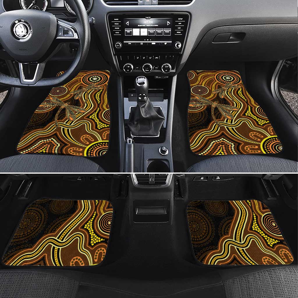 Orange Indigenous Dragonfly Australia Car Mats Aboriginal Art - Aussie Hoodie