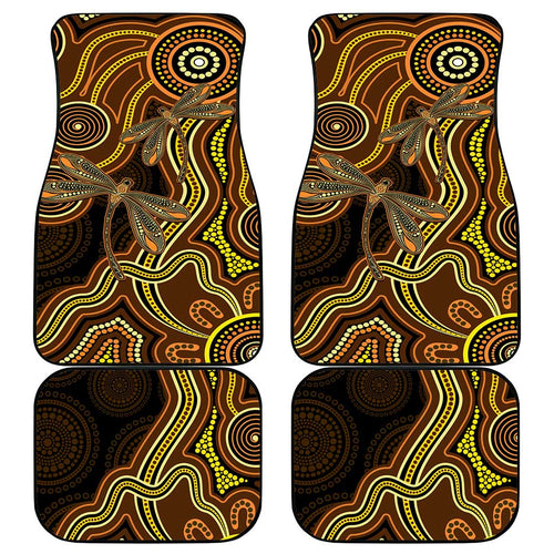 Orange Indigenous Dragonfly Australia Car Mats Aboriginal Art - Aussie Hoodie
