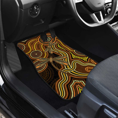 Orange Indigenous Dragonfly Australia Car Mats Aboriginal Art - Aussie Hoodie