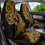 Orange Indigenous Dragonfly Australia Car Seat Cover Aboriginal Art - Aussie Hoodie