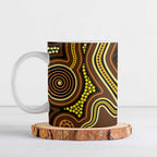 Orange Indigenous Dragonfly Australia Ceramic Mug Aboriginal Art - Aussie Hoodie