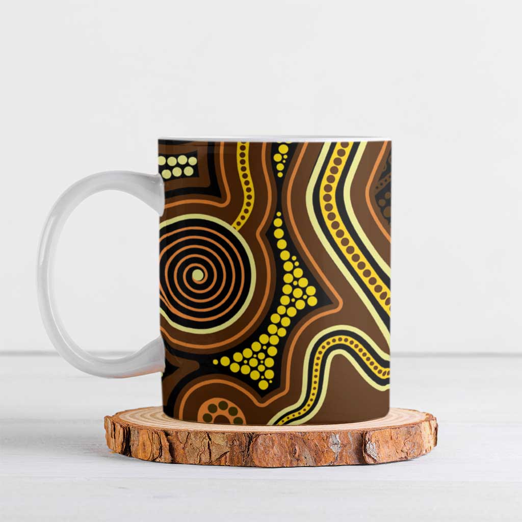 Orange Indigenous Dragonfly Australia Ceramic Mug Aboriginal Art - Aussie Hoodie