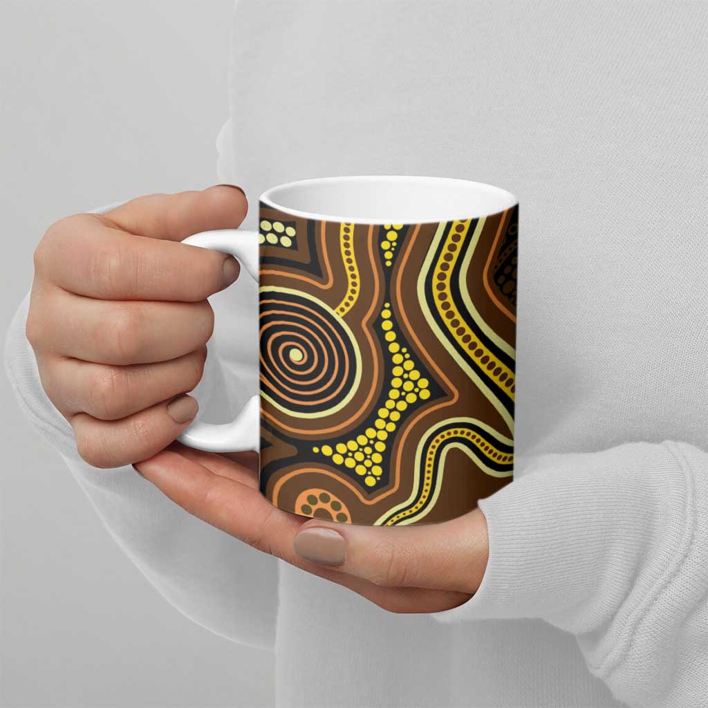 Orange Indigenous Dragonfly Australia Ceramic Mug Aboriginal Art - Aussie Hoodie